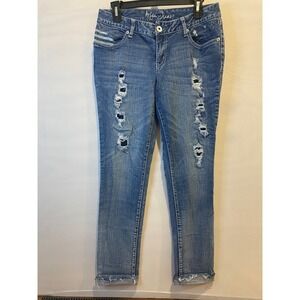 Ariya Jeans Womens 9/10 Distressed Skinny Denim Medium Wash Star Stud Americana